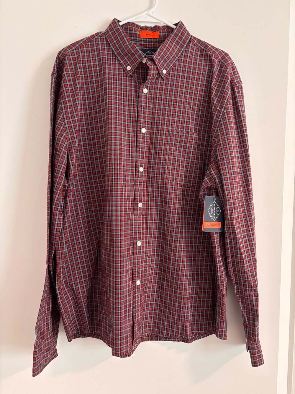 St. John's Bay No Tuck Comfort Flex Plaid Long Sleeve Button-Down Shirt Men's XL